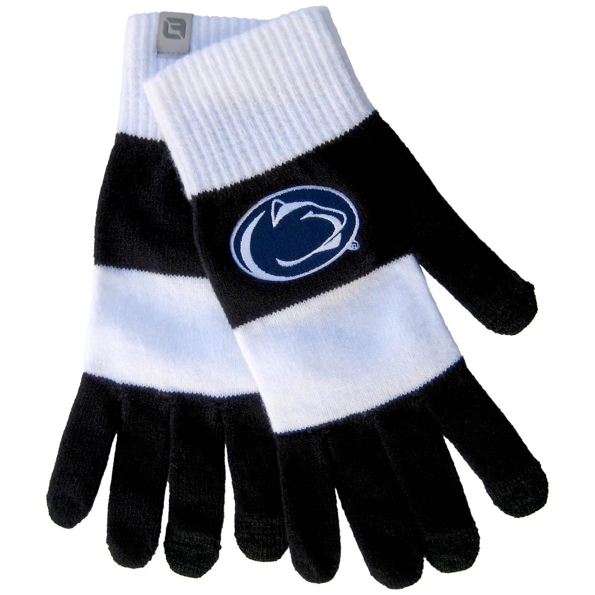 Smart Touch Knit Gloves Stripe N/W Penn State Athletic Logo